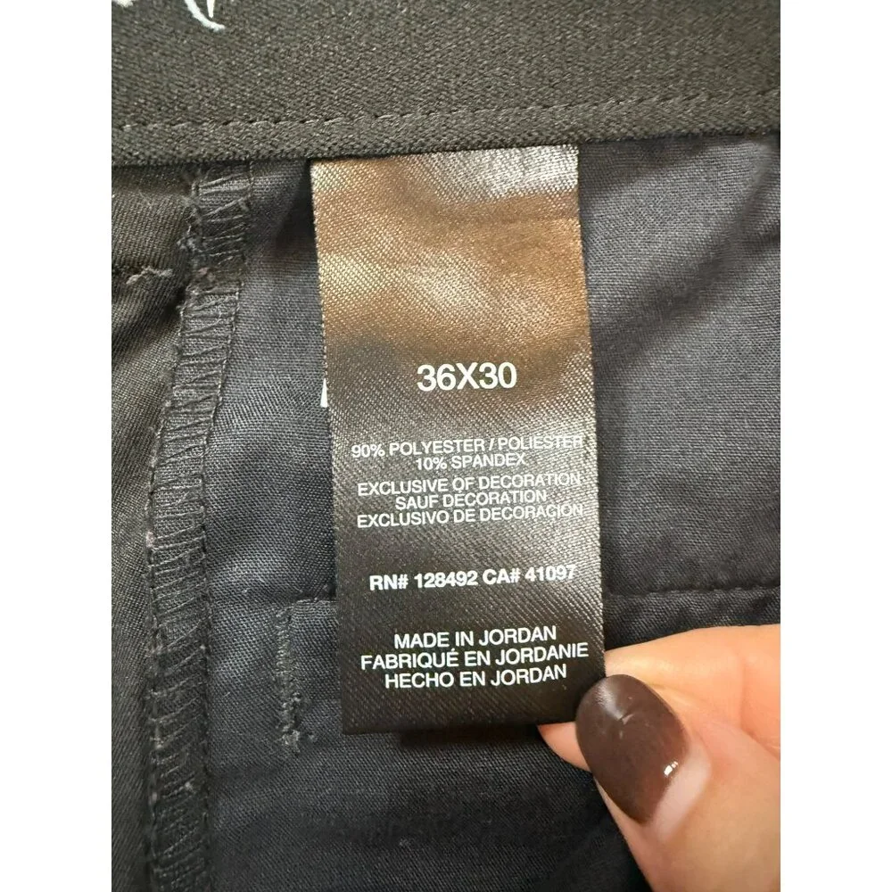 Greg Norman Mens Black Stretch Golf Pants Flat-Front Relaxed 36X30  (bin U199)